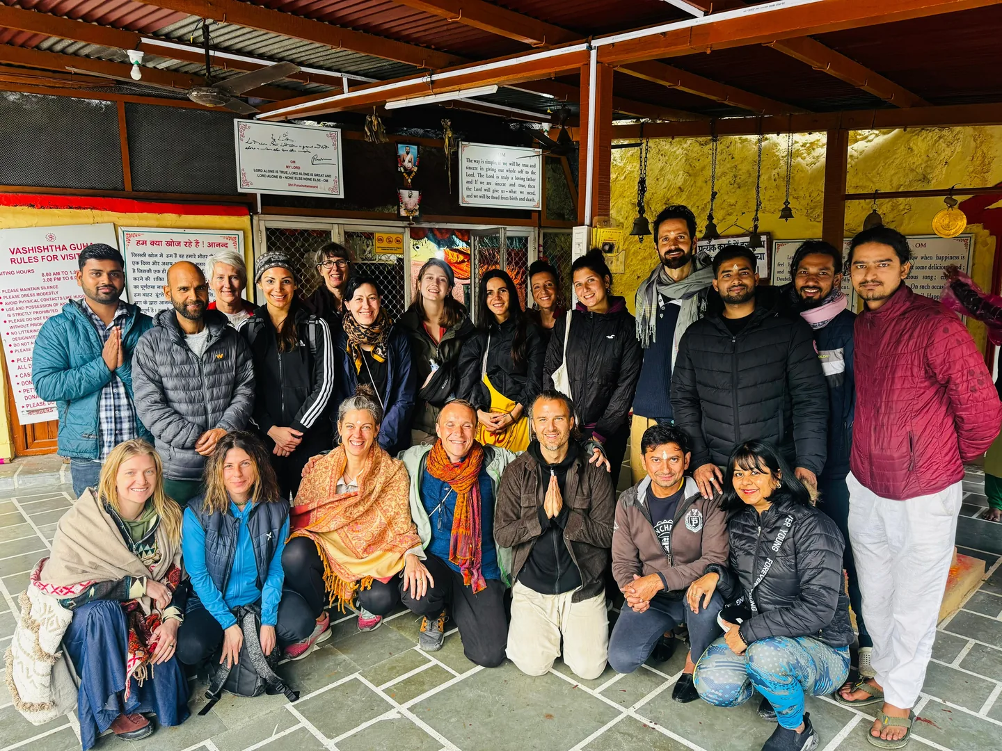 Nada Yoga Teacher Training students and teachers by the Ganga in Rishikesh